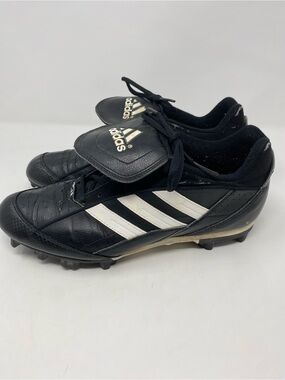 Men’s Adidas Black and White Leather Baseball Cleats - Size 10.5